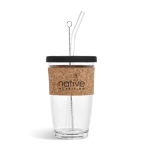 Kooshty Kork Glass Smoothie Kup & Straw – 480ml