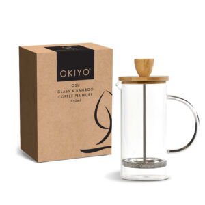 Okiyo Osu Glass & Bamboo Coffee Plunger – 350ml