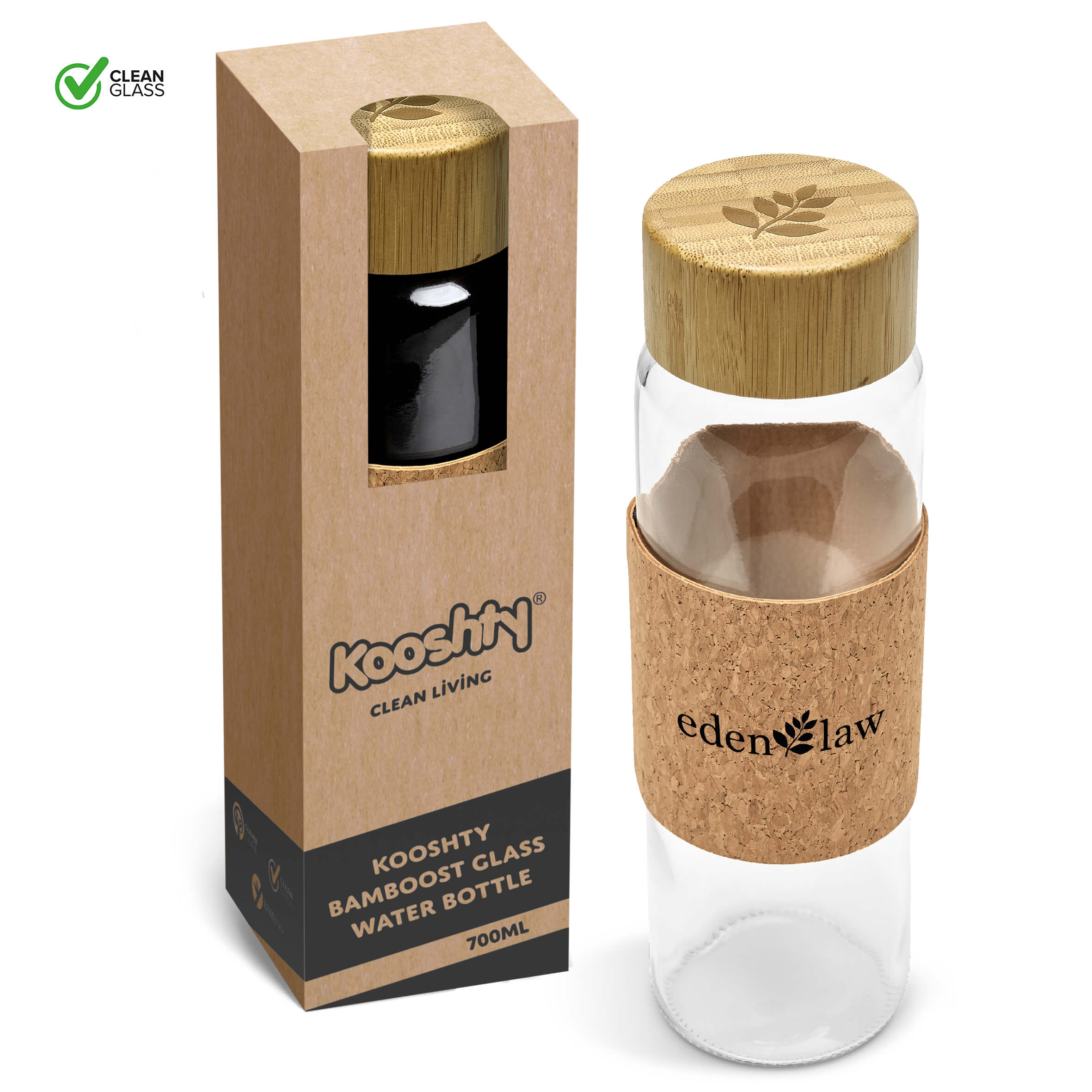 Kooshty Bamboost Glass Water Bottle - 700ml