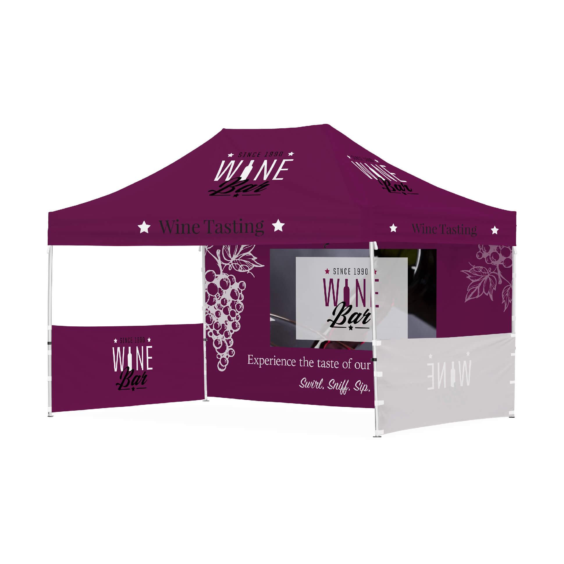 Ovation Sublimated Gazebo 4.5M X 3M - 1 Long Full-Wall Skin - 1 Short Full-Wall Skin